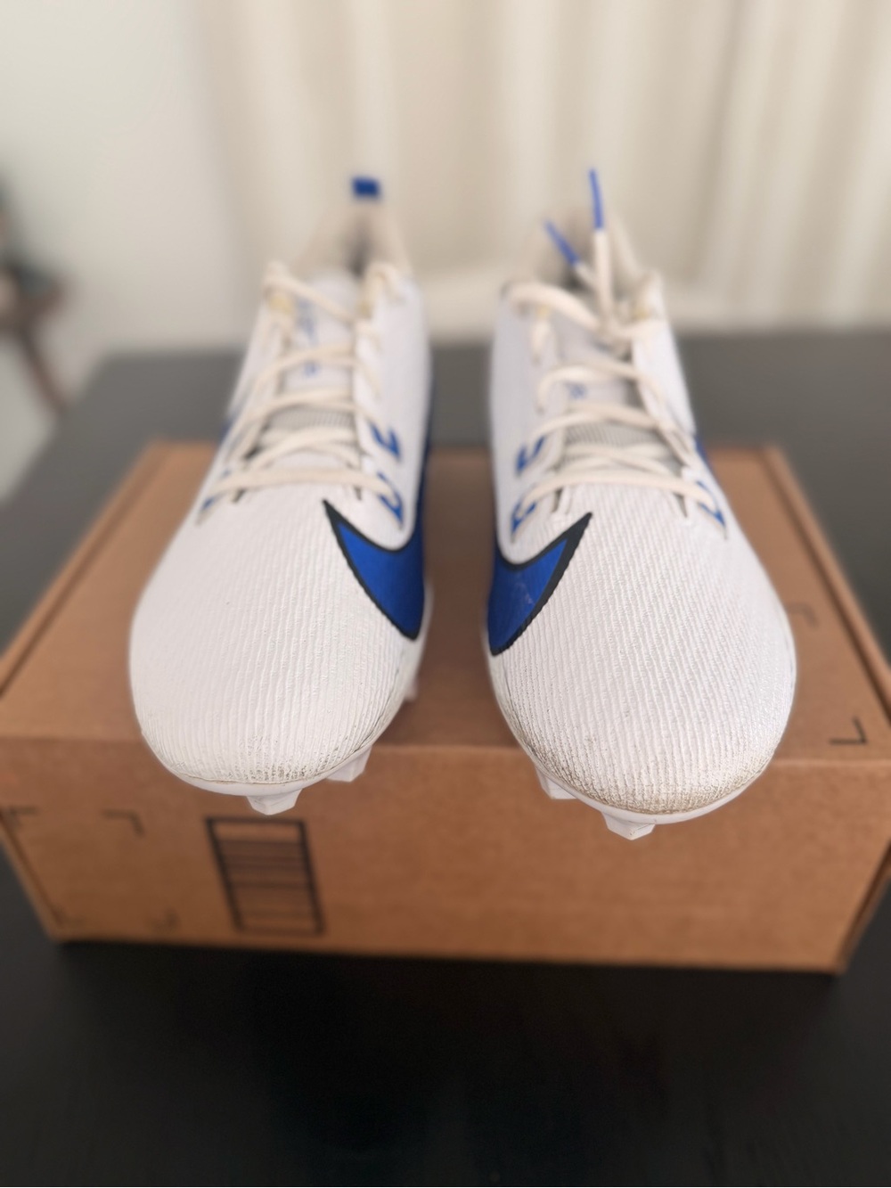 Nike Vapor Edge Speed 360 2 White Blue Football Cleats FQ4045-105 Men's Size 12
